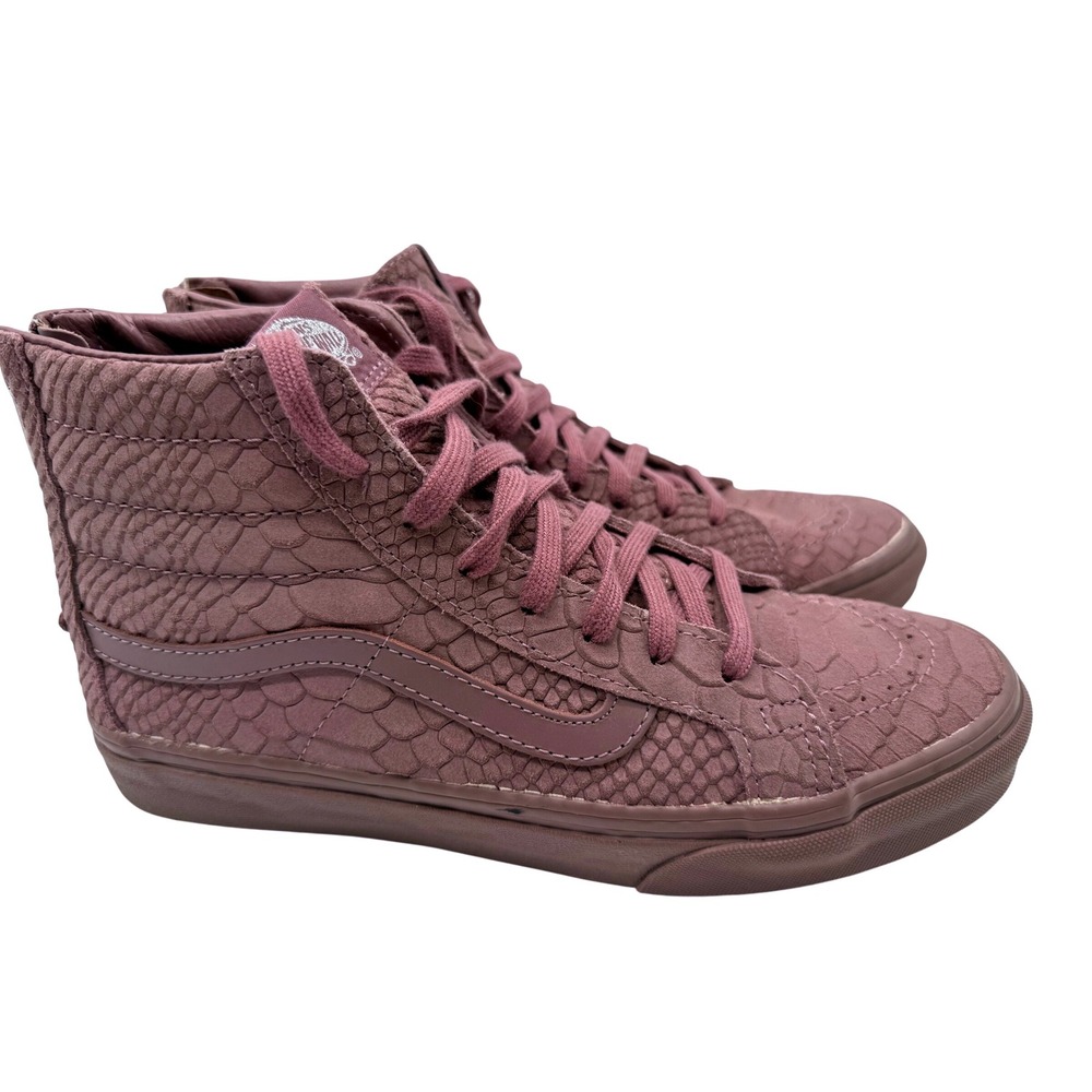 Vans Sk8-Hi Slim Zip Shoes Womens 9 Mauve Excellent Snakeskin Embossed High Top